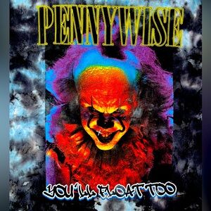 Tie dye penny wise the clown IT movie rainbow shirt